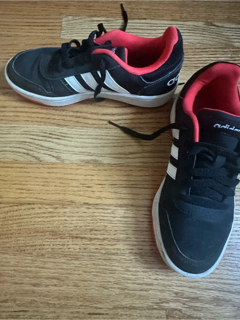 adidas Black Sneakers with Red Lining and White Stripes